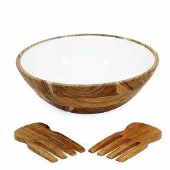 Food Network Acacia Wood Salad Bowl Set Dinnerware & Serveware